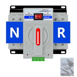 110V 2P 63A Dual Power Automatic Transfer Switch, CE Certified ATS Generator Changeover Switch 50Hz/60Hz
