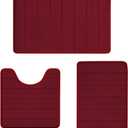 RUN HELIX Burgundy Bathroom Rugs Sets 3 Piece Memory Foam Non Slip Bath Mats for Bathroom Floor and U-Shaped Contour Toilet Rug, Soft Washable Bathroom Mats and Rugs Sets for Toilet Shower Sink