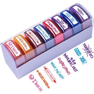 Teacher Stamps for Classroom Grading  8PCS Self-Inking Rectangular Teacher Stamp  Colorful Stamps for Teachers with Motivational Messages  Perfect Classroom Supplies & Gifts for Homeschool