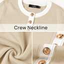 ZESICA Women's Fall Long Sleeve Bodycon Sweater Dress Crewneck Button Knit Color Block Party Mini Dresses (Beige, S)