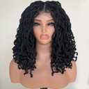 Black 4x4 Lace Wig Box Braided Wigs for Black Women 14 inch Glueless Closure Braided wigs with Baby Hair Twist Box Braids Bob Wig Double Lace