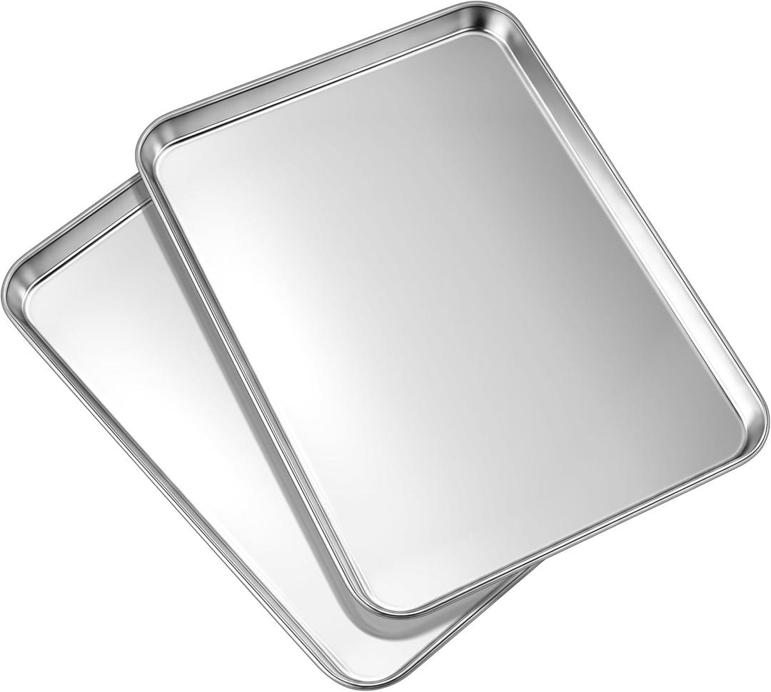 LIANYU 2 Pack Stainless Steel Cookie Sheet Pans, Commercial Grade Baking Sheet, 17.5x13 Inch Half Sheet Pan, Professional Bakeware Cookie Tray, Mirror Finish & Non Toxic & Easy Clean