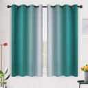 SimpleHome Ombre Room Darkening Curtains 54 inches Length for Bedroom,Grommet Gradient Light Blocking Teal Gradient Window Curtains for Living Room,2 Panels, 52x54 inches