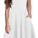 Flypigs Girl Dress Ruffle Short Sleeve Summer Wedding Party Formal Kids Girls Dresses White 12-13 Yearas