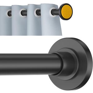 Black Shower Curtain Rod Tension 30 to 80 Inch, 1 Inch Diameter Adjustable Tension Curtain Rod No Drilling, Shower Rods for Bathroom, No Rust