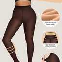 Vertvie Fleece Lined Tights Women Winter Thermal Leggings Pack | Fake Translucent Warm Sheer Pantyhose, High Waisted Thick Tights for Dresses, Opaque, Soft Plush, Tummy Control, Footed (Black)
