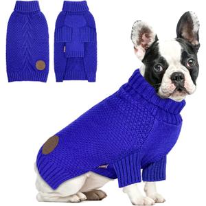 cyeollo Dog Sweater Pullover Turtleneck for Dogs, Classic Knitwear Fall Winter Cold Weather Doggie Clothes Warm Pet Apparel Small Medium Large Dog Sweaters, Royal Blue M