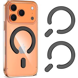 for MagSafe Sticker, Magnetic Ring Magnet, 2 Pack Universal MagSafe Ring Adapter Compatible with Magsafe Accessories & Wireless Charging for iPhone 17/16/15/14/13/12/11, Galaxy S25/S24 (Black)
