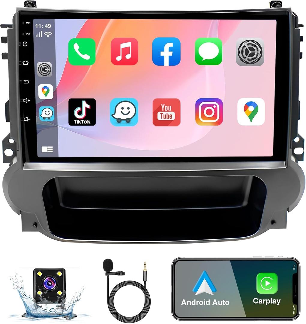 Car Radio for Chevy Malibu 2011 2012 2013 2014 2015 Stereo, 9 Touch Screen Head Unit for Malibu Android Radio Bluetooth, Wireless Carplay Android Auto, GPS, WiFi, HiFi, Split Screen, SWC, Backup Cam