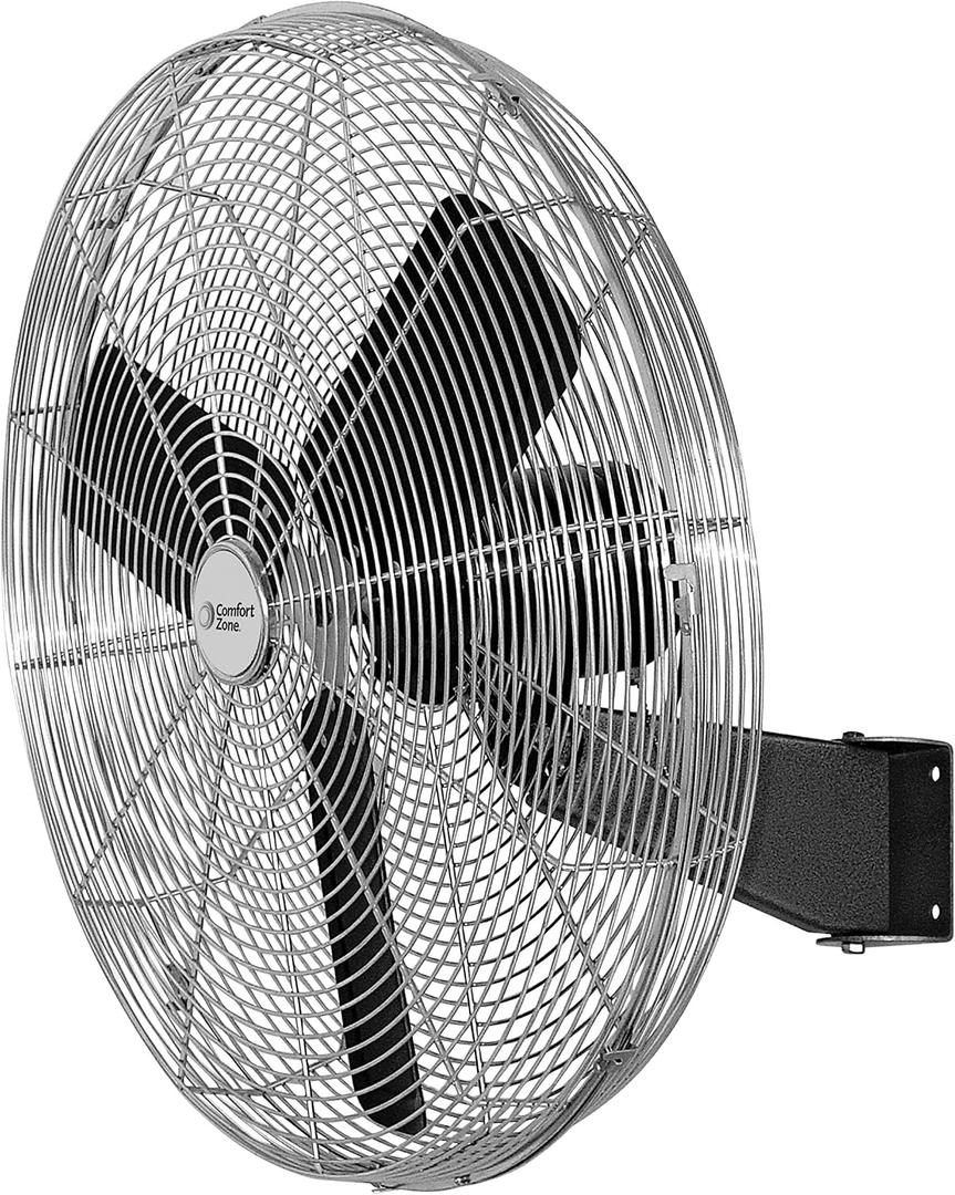 Comfort Zone Oscillating High Velocity Industrial Wall Fan, 30 inch, 2 Speed, All Metal, Adjustable Angle & Tilt, Steel Mounting Bracket, Aluminum Blades, Ideal for Garage or Workshop, CZHVW30EX