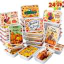 JOYIN 24Pcs Thanksgiving Leftover Containers with Lids, Fall Festive To Go Food Containers, Thanksgiving Tin Foil Containers for Party Leftovers & To-Go Meals, Thanksgiving Party Disposable Containers (Pumpkin Brown)