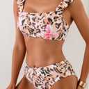 Eomenie Women's Square Neck Bikini Sets Wide Straps Two Piece Swimsuit Retro Mid Waisted Bathing Suit (M)
