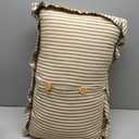 VHC Brands Sawyer Mill Throw Pillow Dark Gray and Cream Stripe Cotton Decorative Farmhouse Country Cushion with Ruffle for Sofa Couch 14x22