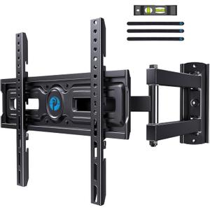 Pipishell Full Motion TV Wall Mount for Most 26-65 inch Flat & Curved TVs up to 77 lbs, Adjustable Bracket Height, Corner TV Mount with Single Articulating Arm, Max VESA 400x400mm, PIMF9