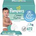 Pampers Baby Wipes Aqua Pure, 99% water-based wipes, Hypoallergenic and Unscented Baby Wipes, 672 Wipes Total (12 Flip-Top Packs)