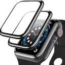 geekboy [2 Pack] Tempered Glass Screen Protector for Apple Watch Series 6/SE/5/4, 3D Curved Edge Full Coverage Protective Cover, Anti-Scratch 9H Hardness Bubble-Free HD Clear Film for iWatch 40mm