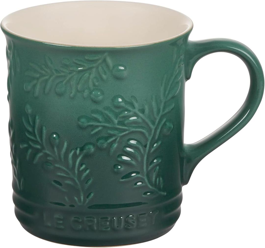 Le Creuset Olive Branch Collection Stoneware Embossed Mug, 14 oz., Artichaut