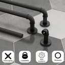 Black Curtain Rods 72 to 144" (6-12Ft) for Window,Outdoor Rods,Industrial 1Inch Pole,Rustic Wrap Around Rod Brackets,Simple rods Indoor/Outdoor Use, Set of 2