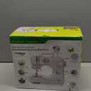 Sewing Machine for Beginners, Portable Mini Small Sewing Machine with 50 Pcs Fabric and 32 Pcs Sewing Threads Kit, 12 Built-in Stitches 2 Speed with Foot Pedal (Purple)