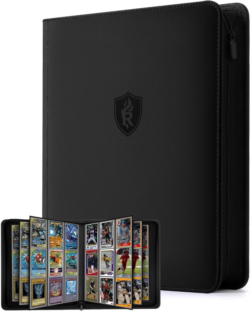 9 Pocket Toploader Binder with Zipper  Holds 252 Top Loaders  Premium Double-Sided Card Album for Trading Cards, TCG, MTG, Sports Cards (Black)