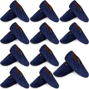 JaGely 11 Pairs Reusable Shoe Covers Non Slip Cloth Washable Thickened Bowling Shoe Covers for Indoors Men Women(Navy)