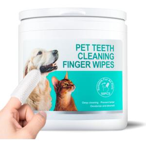 Teeth Cleaning Finger Wipes for Dogs & CatsDental Cleaning Wipes for Dogs and CatsPet Teeth Cleaning Finger WipesReduces Plaque and Freshens Breath, Removes Tartar, Disposable Wet Wipes 50ct
