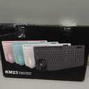 Wireless Keyboard and Mouse Combo - Full-Sized Ergonomic Keyboard with Wrist Rest, Phone Holder, Sleep Mode, 2.4G Quiet Keyboard for PC Laptop, Complete Work Setup for Office or Home -Trueque KM23