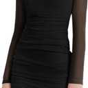 EXARUS Girls Formal Long Sleeve/Spaghetti Strap Dress Teen Party Dance Tween Juniors Tight Cute Bodycon Short Dresses (12 Years)