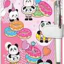 Panda & Donut Diary for Boys & Girls - Kids' Birthday Gift, Journal w/Pen & Magnetic Closure, 192 Pages Lined Hardcover Journal, 5.3"x7.5"