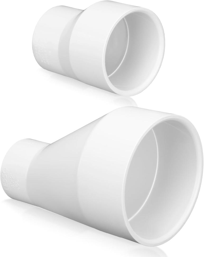 Pushglossy 2 Pcs 4" X 2" 2" X 1-1/2" PVC Pipe Fitting Schedule 40 Compatible with 429-E Series Eccentric Reducer Coupling Suitable for High-flow Capacity, Plumbing, Irrigation, Pool, Spa, White