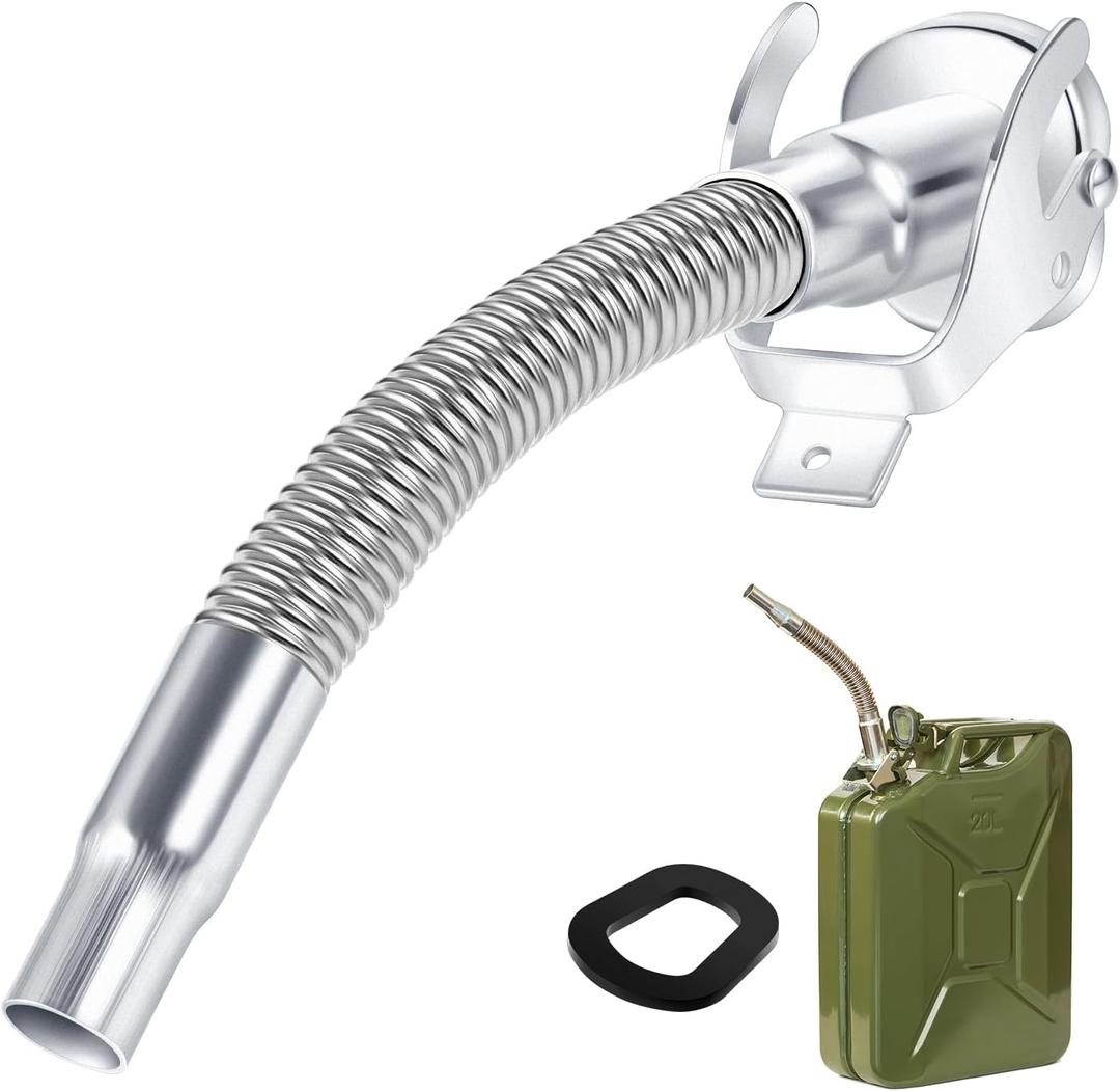 BBTO 1 Pcs Flexible Jerry Can Spout Stainless Steel Long Nose Spout Replacement Compatible with Wavian Jerry Can (Silver)