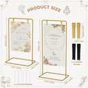 Babenest Welcome Sign Stand, Gold Adjustable Metal Linen Sign Holder with 4 Ground Stakes & 2 Leather Straps, Wedding Banners & Posters for Baby Bridal Valentine Standing Display (Without Signs)