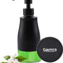 Black Soap Dispenser with Coasterand Stickers, Refillable Liquid Stainless Steel Soap Dispenser for Kitchen Sink, Bathroom Countertop (11OZ / 320ML)