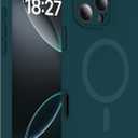 Magnetic for iPhone 16 Pro Max Case, Compatible with MagSafe, Full Camera Protection, Military-Grade Protection 3.0mm Thicken Silicone Phone Cover for 16 ProMax 6.9",Blackish Green