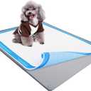 TidyFriend Dog Pee Pad Holder Tray Fits for 28 x 34 Pee Pads with Corner Lock Holes, Raised Edges, Non-Spill, Easy to Clean Silicone Dog Potty Tray Holder, for Indoor Floor Protection (Light Grey)