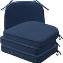 Sunbrella Round Corner Seat Cushions, 17" x 16" x 2", Set of 4, Indoor Outdoor Water Repellent Universal Chair Pads with Ties for Patio Furniture, Garden Dining Chairs, Specrtum Indigo