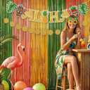 Hawaiian Luau Party Decorations Aloha Birthday Supplies Tropical Theme Decor with Foil Fringe Curtains Fun Paper Glasses Latex Balloon Garland Kit Summer Beach Photo Booth Props