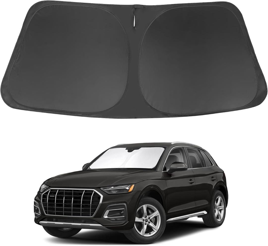 Windshield Sun Shade for 2018-2024 2025 2026 Audi Q5 Accessories | Full covered, Foldable & Durable, Block UV Rays, Reduce Heat, Easy to install, Keep Car Cooler