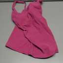 ANFILIA Scalloped Tankini Top Ribbed Bathing Suit Top Women Square Neckline Swimsuit Top (Pink, M)
