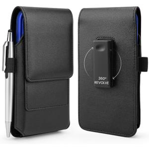 BECPLT Phone Holster for iPhone Air 17 Pro Max 16/15/14/13/12/11 Pro Max Leather Belt Case 360 Rotating Pouch Holster Belt Clip Case for iPhone Xs Max 8 Plus 7 Plus 6s+ 6+ Galaxy S25+ S24+ S23+ S22+
