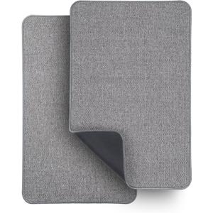 Bosap, Bath Mat, Ultra Thin Bath Rugs, Rubber Bath Mats for Bathroom Quick Dry, Washable, Fit Under Door, Super Absorbent Bathroom Rugs for Bathroom Floor, Shower, Sink Grey, 17''x27''(Pack of 2)