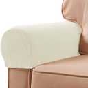 SUBRTEX Stretch Armrest Covers Spandex Arm Covers for Chairs Couch Sofa Armchair Slipcovers for Recliner Sofa with Twist Pins 2pcs (Ivory)