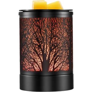 Fragrance Wax Melts Warmer with 7 Colors LED Changing Light Classic Black Forest Design Scent Oil Candle Warmer