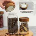 2PCS Small Glass Storage Jars with Airtight Lids, 19.3 fl oz (560ml) coffee container with Wooden Lid, Glass Pantry Canister for Beans, Rice, Sugar and etc