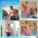 Keevoom Mens Swim Trunks Compression Liner Swim Shorts Quick Dry Swimwear Swimsuit Bathing Suits Board Shorts with Pockets (Pink, XL)