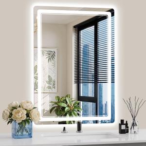 24"x36" LED Bathroom Mirror with Lights, Backlit + Front Lit, Anti-Fog, Lighted Bathroom Mirror for Wall, HD Shatterproof Tempered Glass, Dimmable, Memory Function (Horizontal/Vertical)