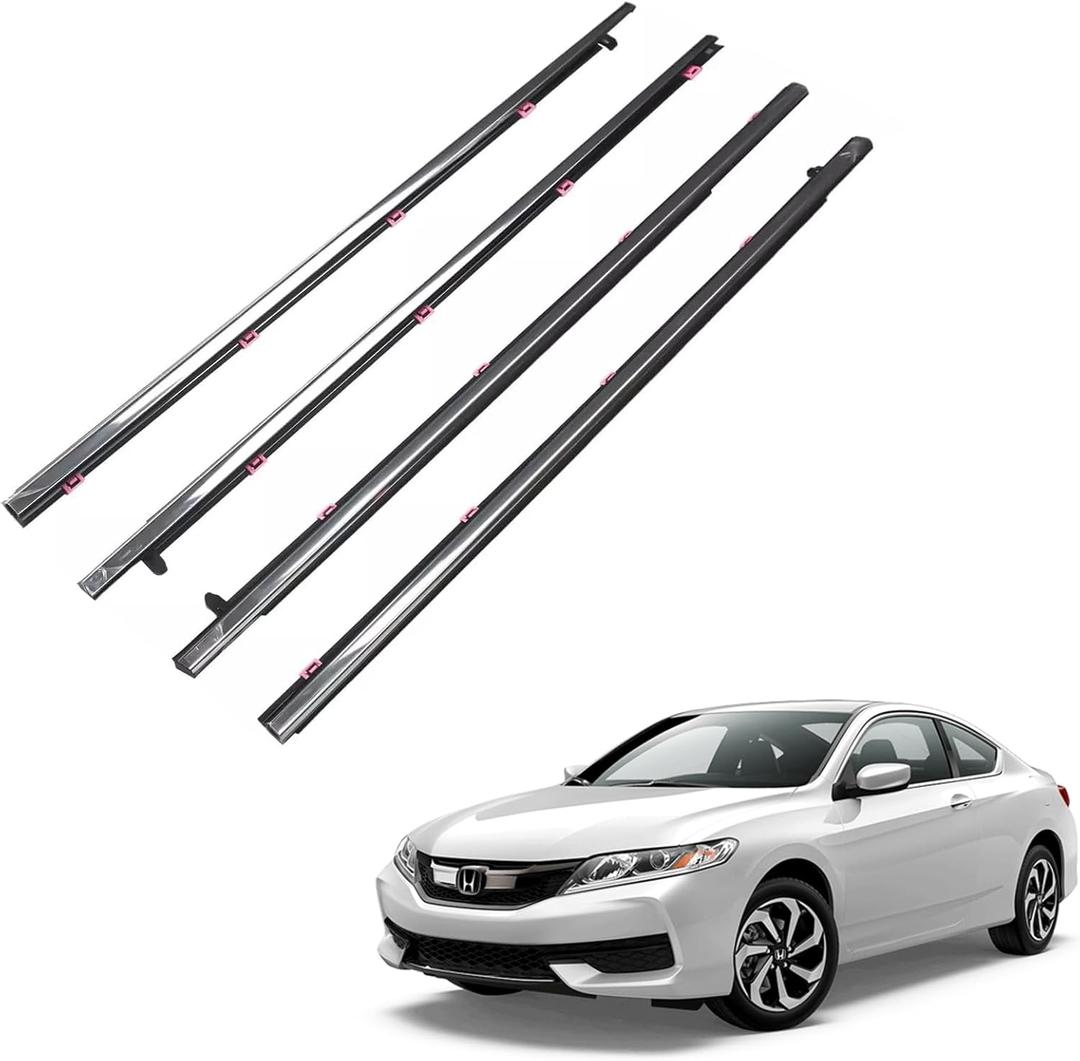 4 PCS Weather Stripping Car Window Trim Moulding Seal for 2013-2018 Honda Accord Replace 72410-T2A-A01 72450-T2A-A01 72910-T2A-A01 72950-T2A-A01