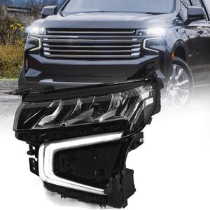 Full LED Headlight Compatible with Chevy Tahoe/Suburban 2021 2022 2023 with DRL/LED Running Light Factory Style Headlamp Assembly w/Bulbs Left Driver Side LH