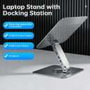 EJAY Laptop Stand with USB Hub and SD/TF Card Reader, 360 Rotating Computer Riser with 2 USB-A + 1 USB-C Ports, Ergonomic Aluminum Foldable Laptop Holder for Photographer and Designer