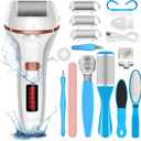 Electric Foot File Callus Remover, Rechargeable Pedicure Tools Foot Care Kit, Callus Remover for Feet with 3 Roller Heads,2 Speed, Display for Remove Cracked Heels Calluses and Hard Skin